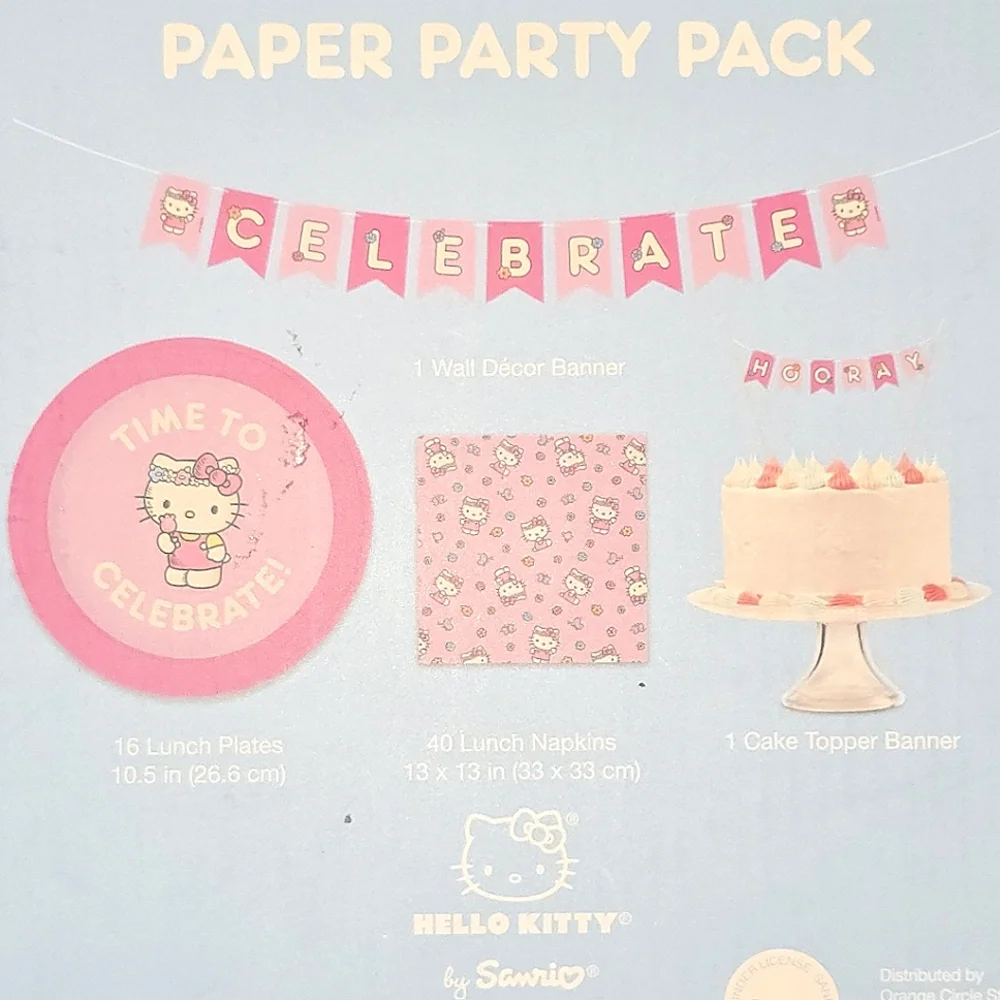 Hello Kitty Pink Paper Party Pack - 58 total Pieces